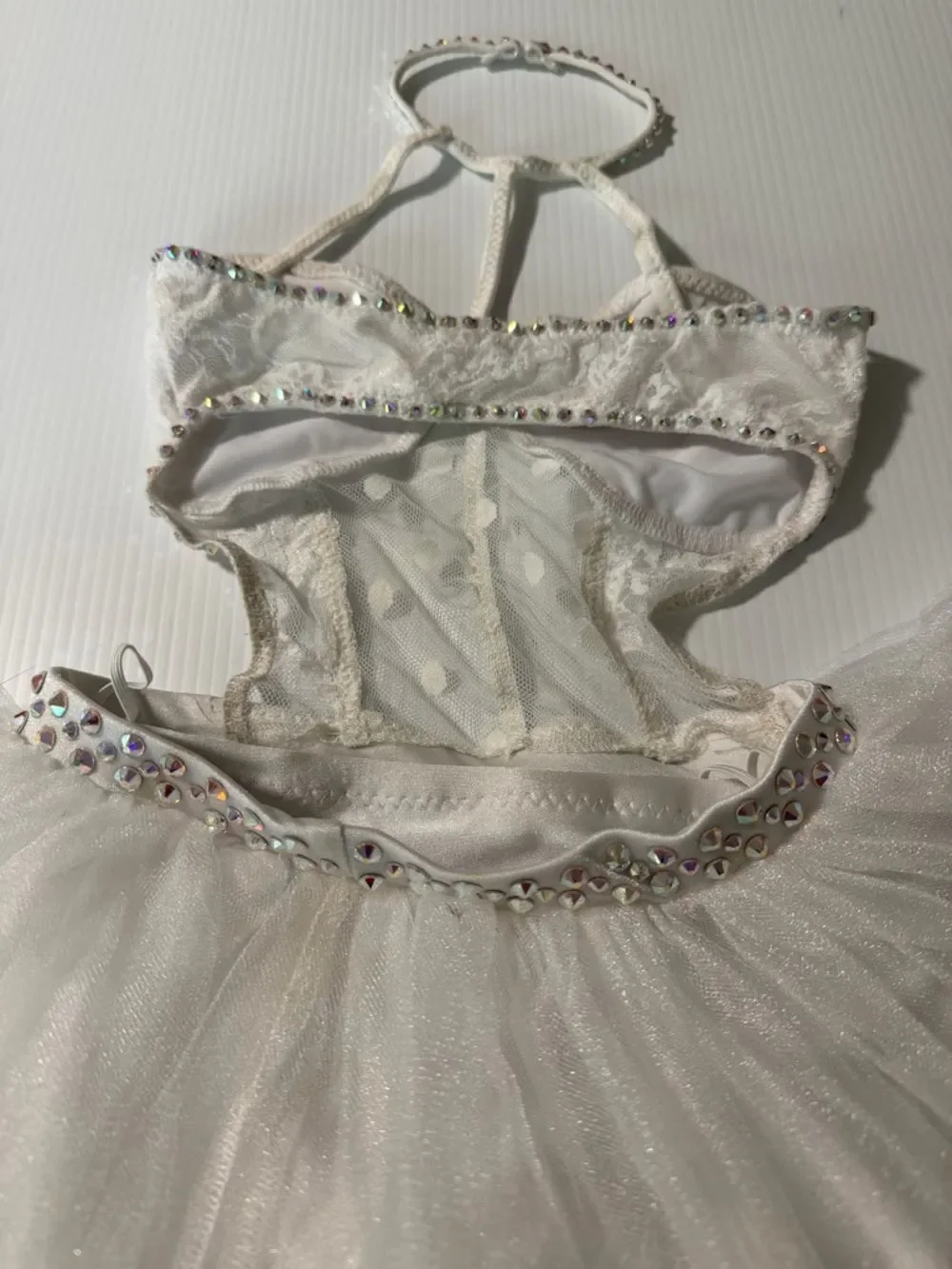 White custom solo Dance Costume bling lace wedding bridal chapel illusion MC chi